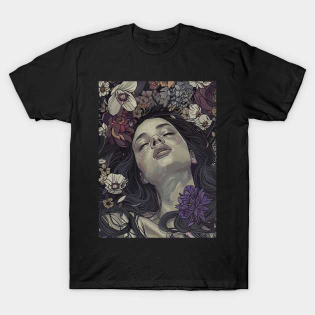 girl with the flowers T-Shirt by Maverick Media